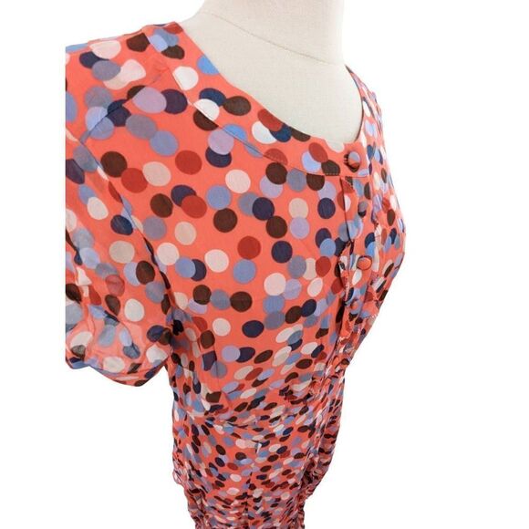 Boden Women Peach Pink Polka Dot Short Sleeve Midi Dress Size 6 - Picture 8 of 16